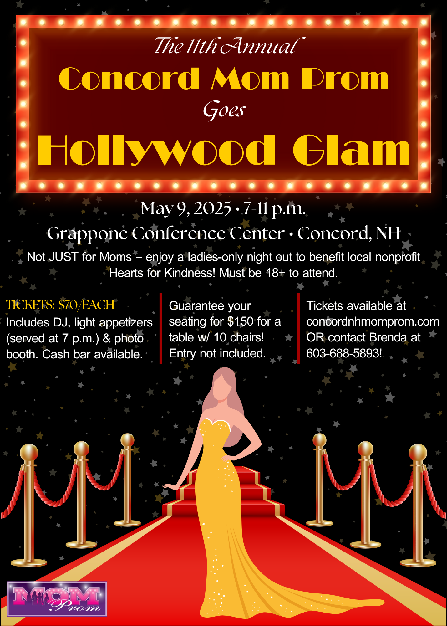 11th Annual Concord Mom Prom Goes Hollywood Glam: Invitation with event details